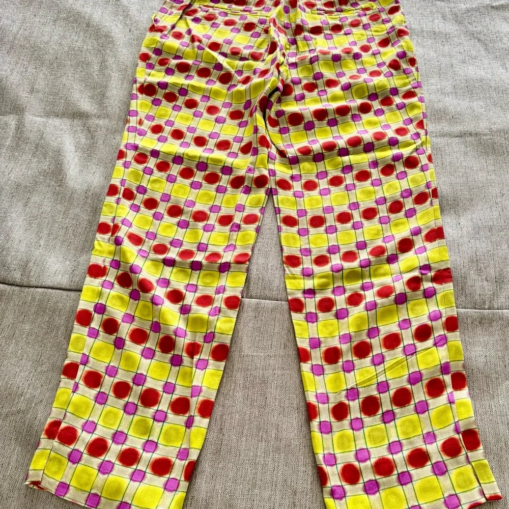 Etro Yellow Pink Red Geometric Straight Leg Pants